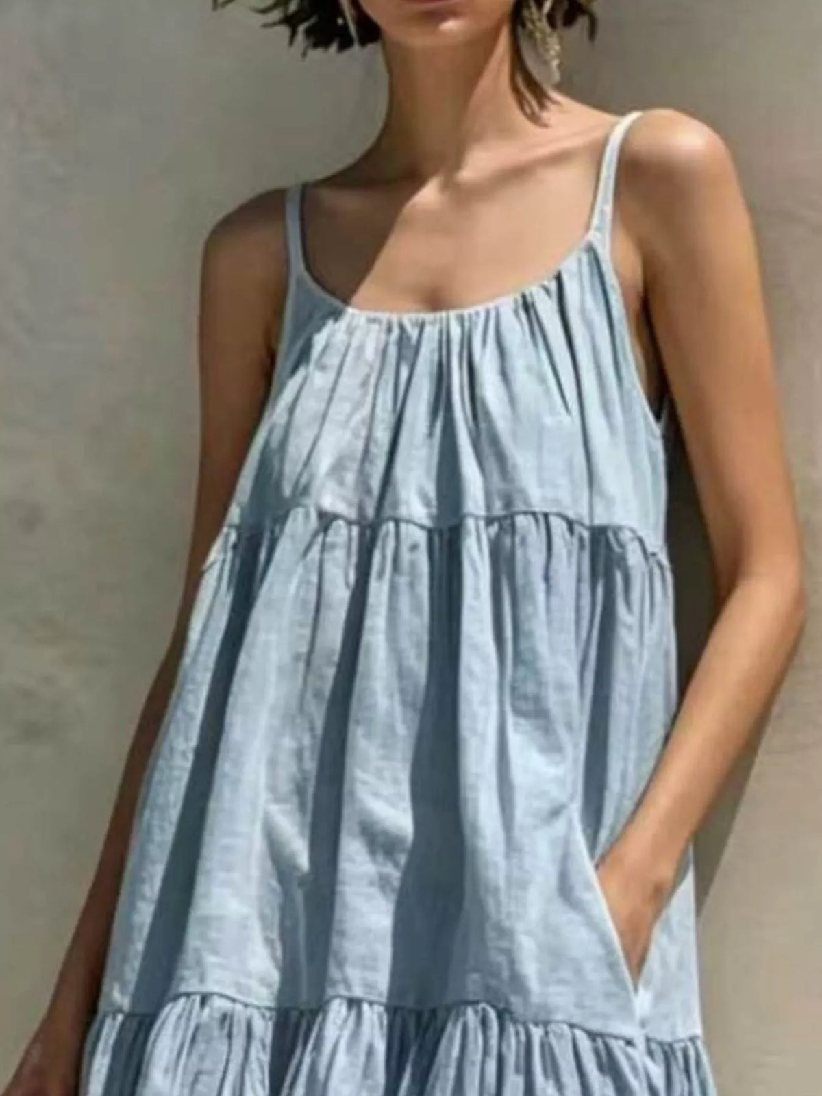Tiered Scoop Neck Maxi Dress - Lilixa.store