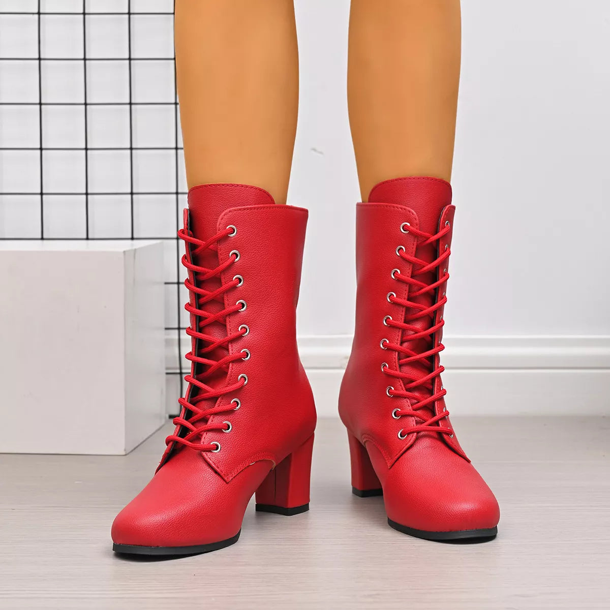 Round Toe Block Heels Boots - Lilixa.store