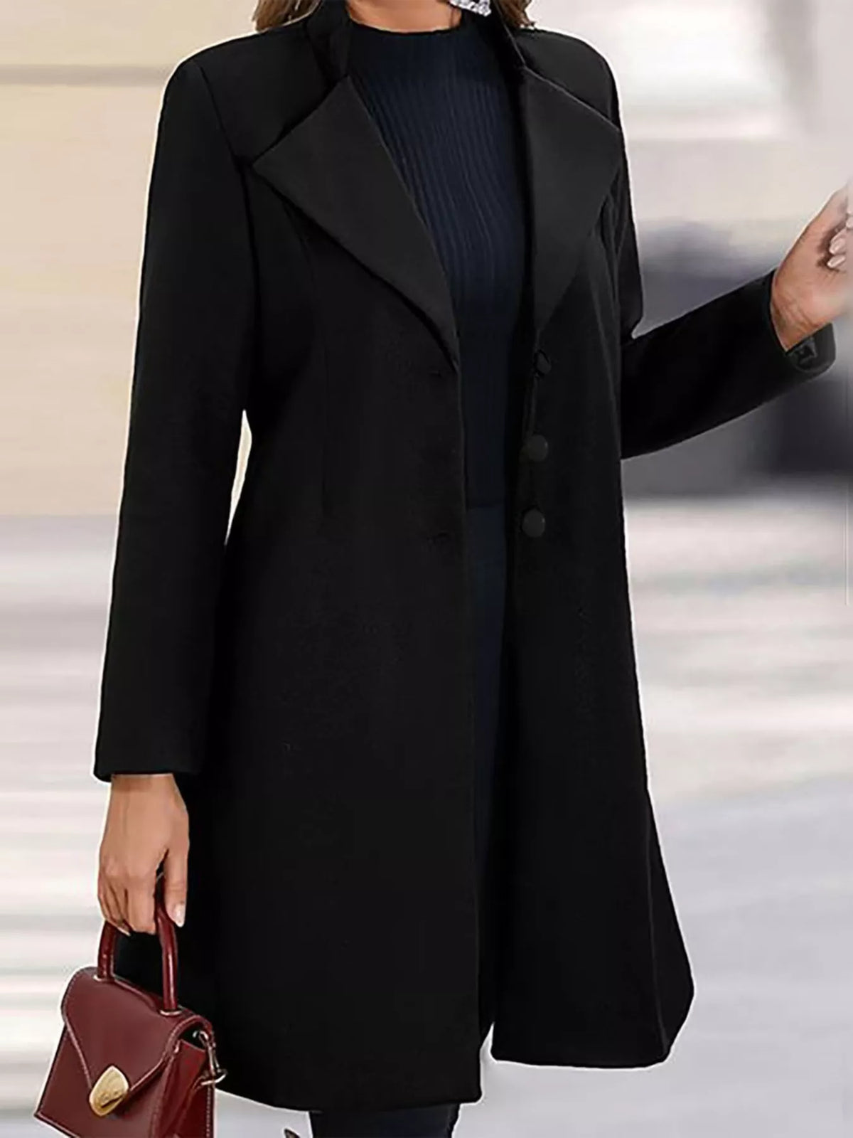 Full Size Single-Breasted Long Sleeve Overcoat Plus Size, view 17