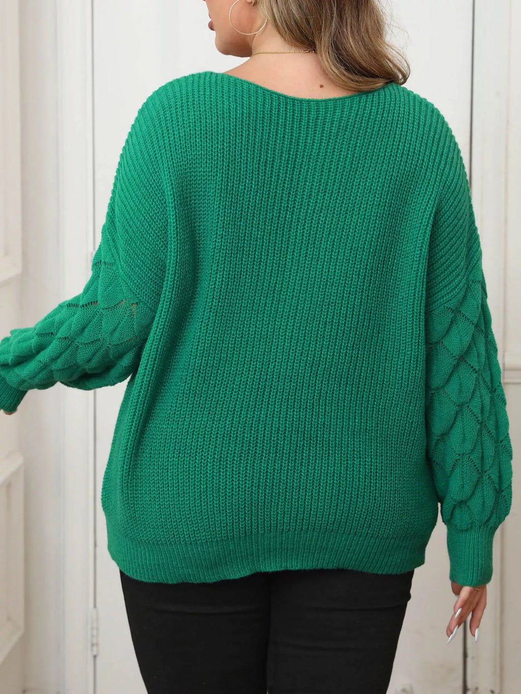 Plus Size Butterfly Dropped Shoulder Sweater - Lilixa.store