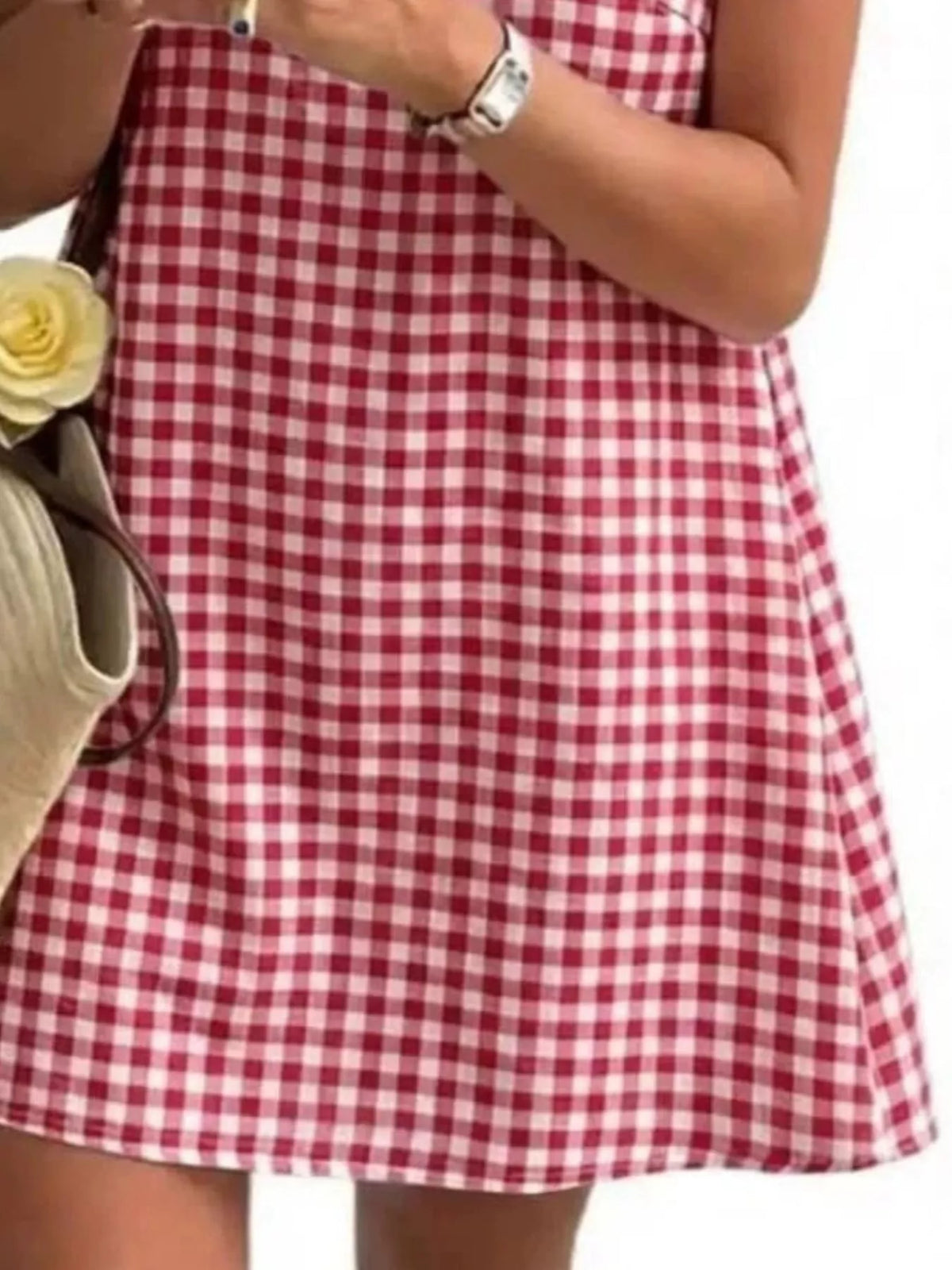 Gingham Sleeveless A-Line Mini Dress