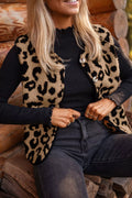 Leopard Print Sherpa Fleece Vest Coat - Lilixa.store