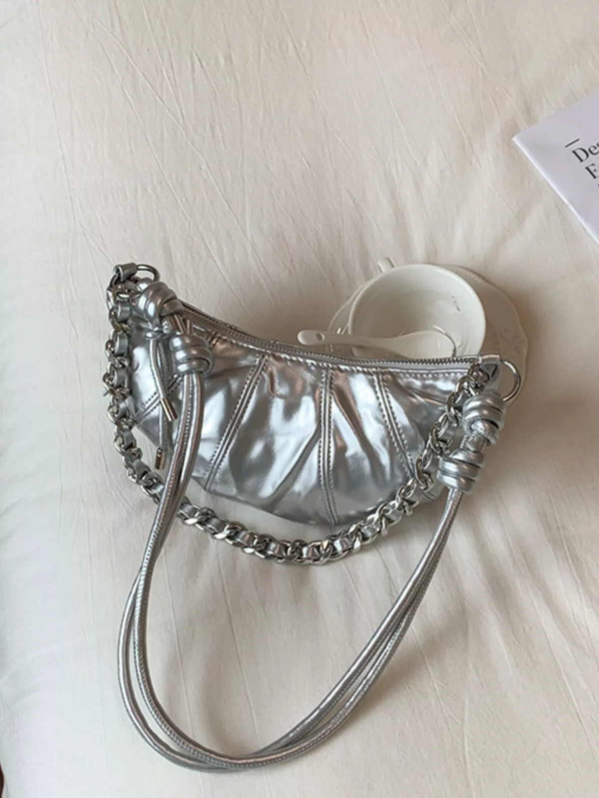 Ruched Crescent Crossbody Bag - Lilixa.store