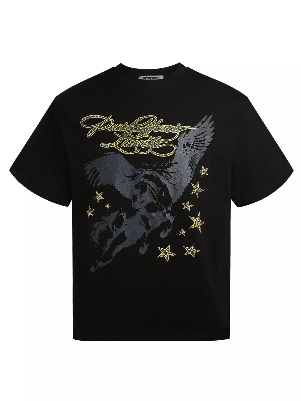 Men's Pegasus and 'Push Your Limits' Slogan Round Neck T-Shirt - Lilixa.store