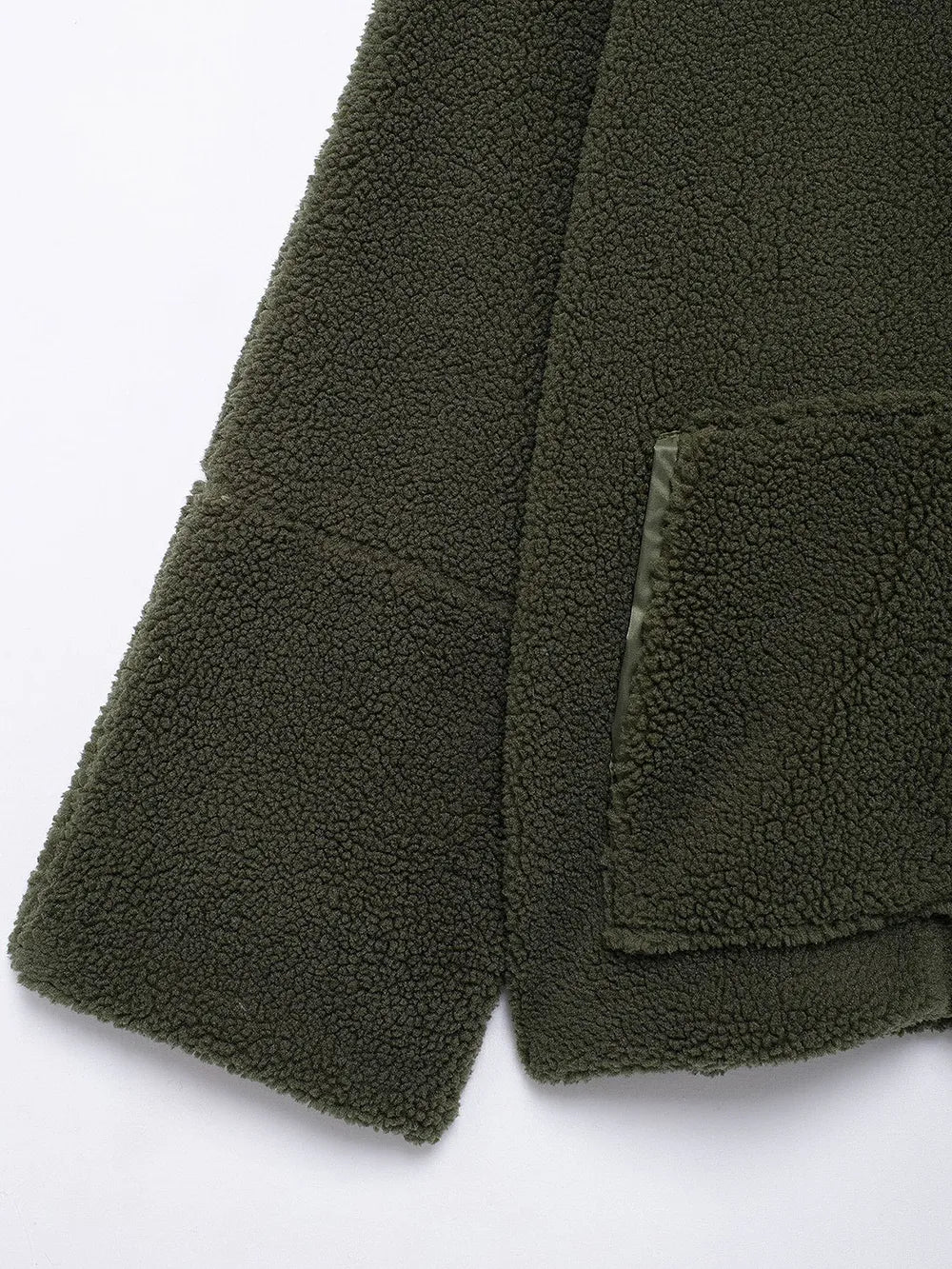 Turtleneck Zip Up Long Sleeve Plush Jacket, view 5
