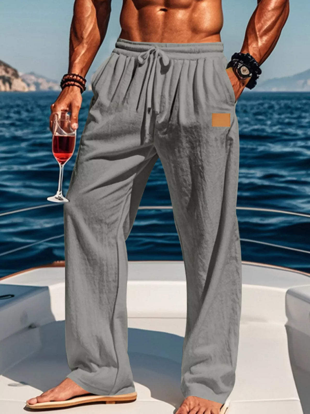 Men's Full Size Drawstring Wide Leg Pants Plus Size