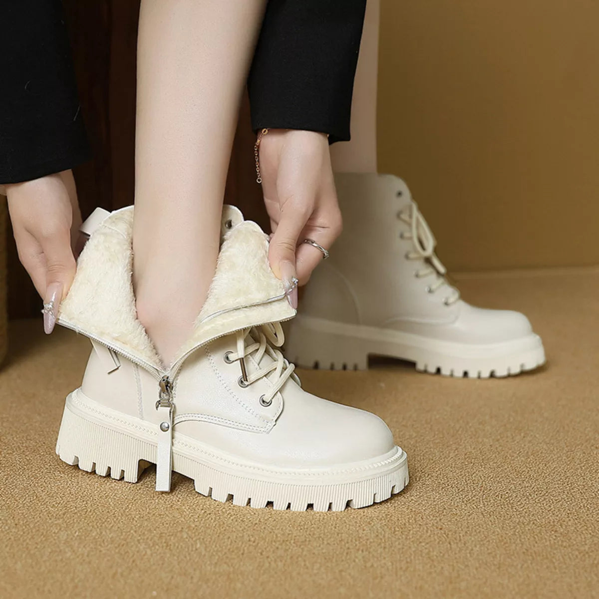 Lace-Up Ankle Combat Boots - Lilixa.store