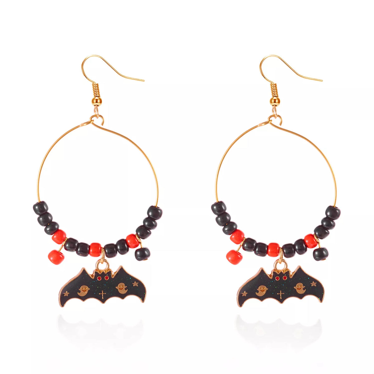 Halloween Bat Charm Hoop Earrings - Lilixa.store