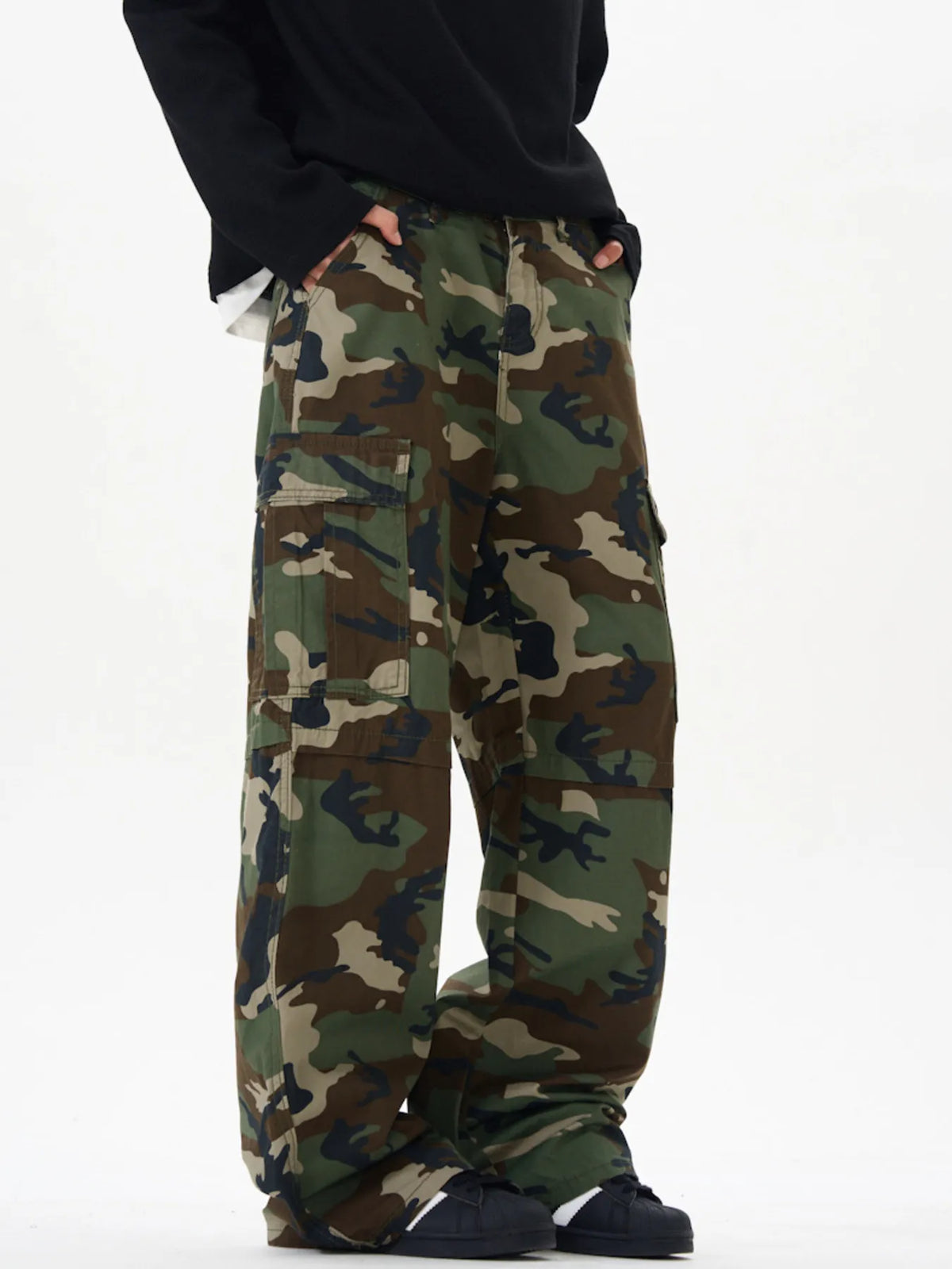Men's Loose Fit Camouflage Cargo Pants, view 3