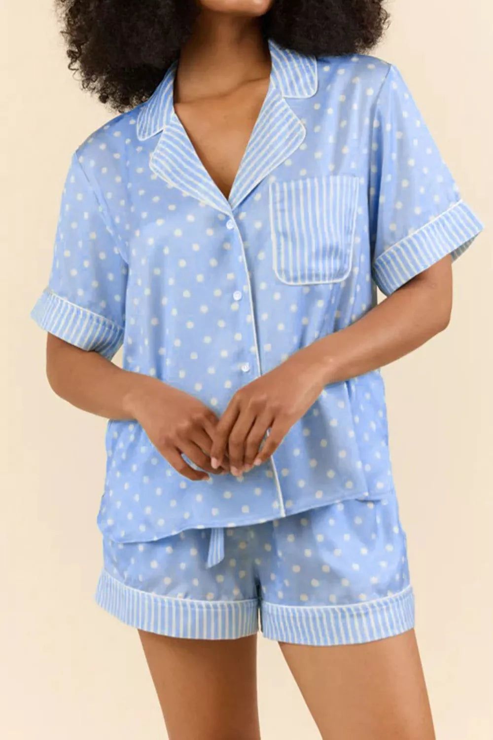 Dotted Print Soft Short Pajama Set - Lilixa.store