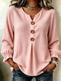 Waffle Knit Long Sleeve Top - Lilixa.store