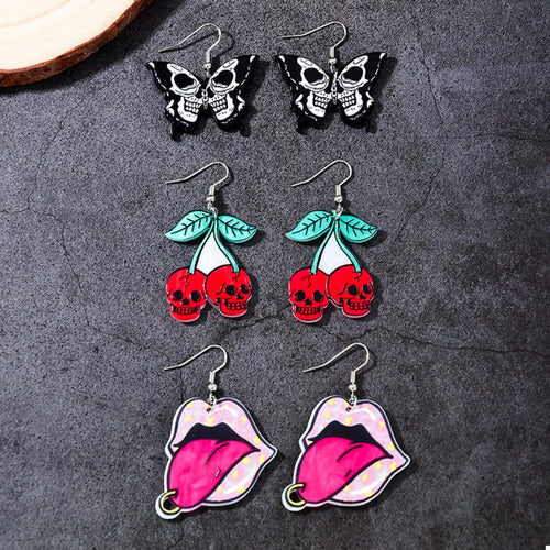 3 Piece Halloween Funky Cartoon Acrylic Dangle Earrings - Lilixa.store