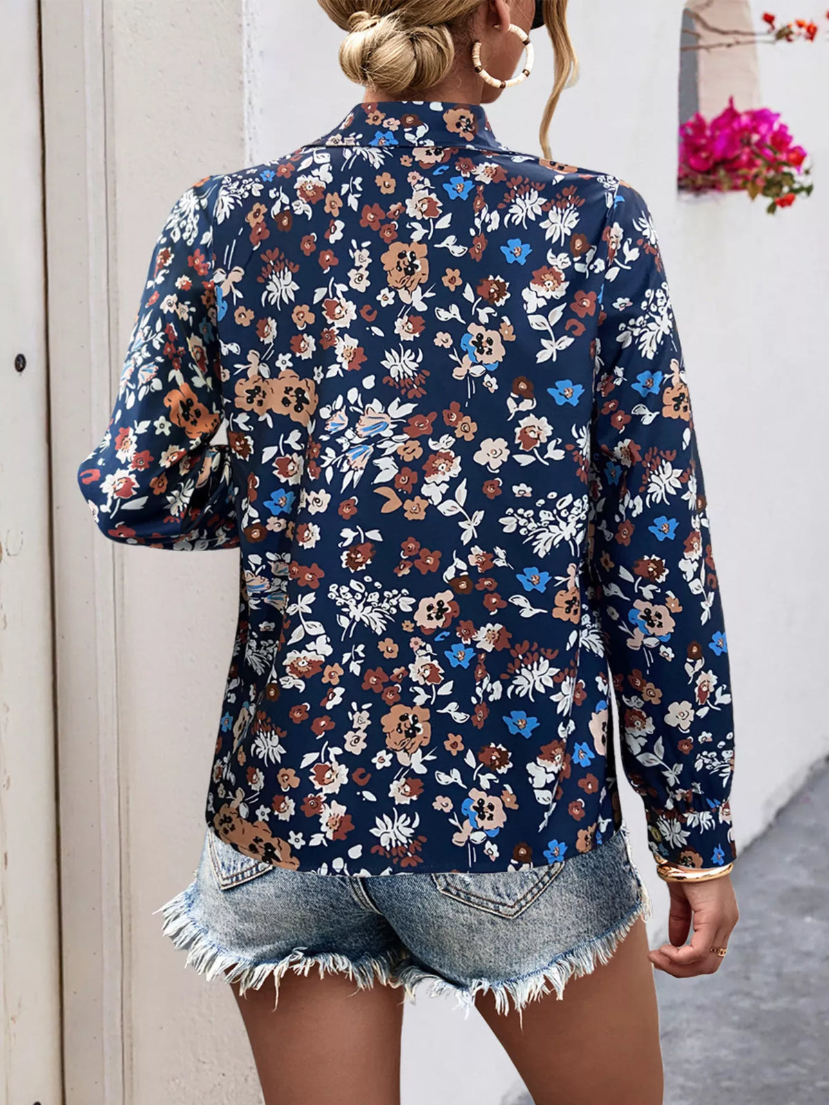 Printed Button-Down Long Sleeve Shirt