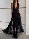 Lace V-Neck Sleeveless Maxi Dress - Lilixa.store
