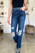 Judy Blue Full Size High Waist Rigid Magic Heavy Destroy Straight Jeans - Lilixa.store