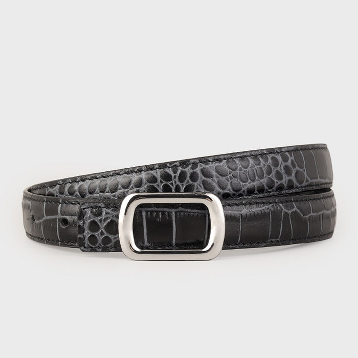 Crocodile Embossed Leather Belt - Lilixa.store