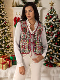 Floral Embroidered Tie-Front Vest Coat - Lilixa.store