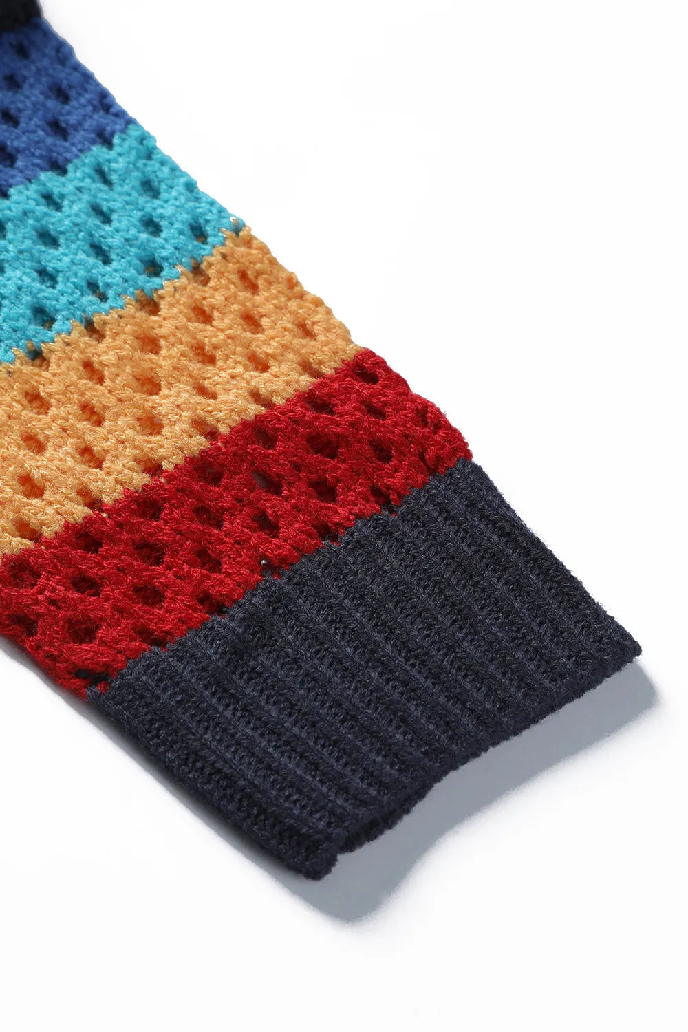 Openwork Color Block Tied Cardigan - Lilixa.store