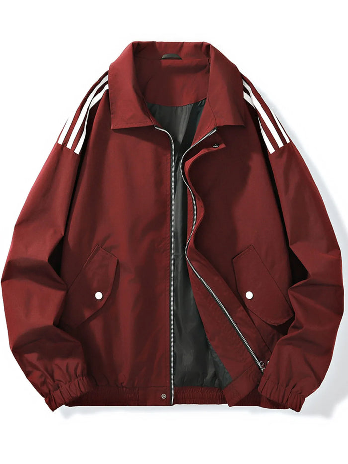 Men's Plus Size Striped Zip Up Jacket - Lilixa.store