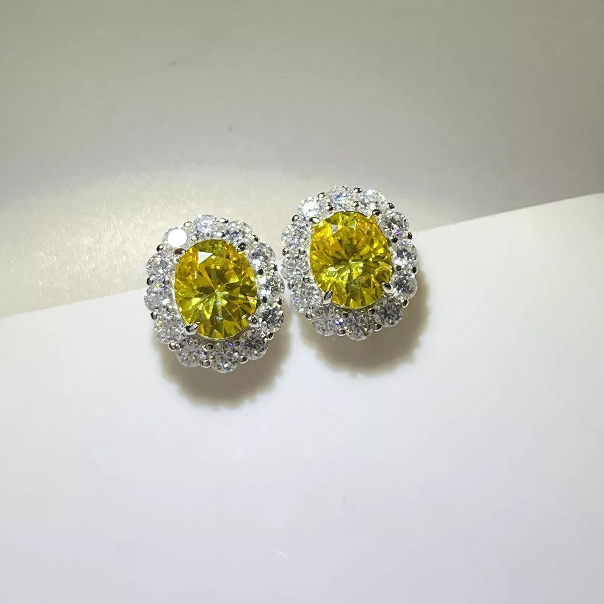 6 Carat Moissanite 925 Sterling Silver Stud Earrings in Yellow, view 4