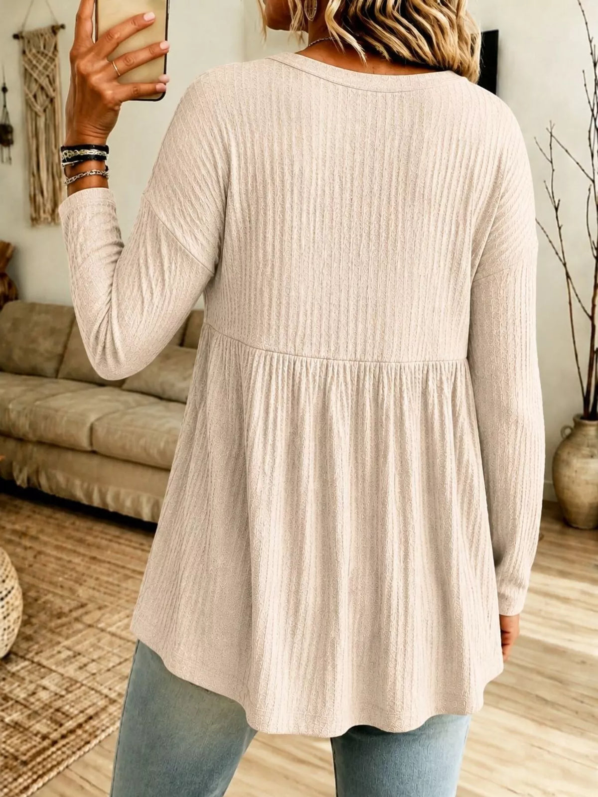 Button Detail Knitted Casual Top - Lilixa.store