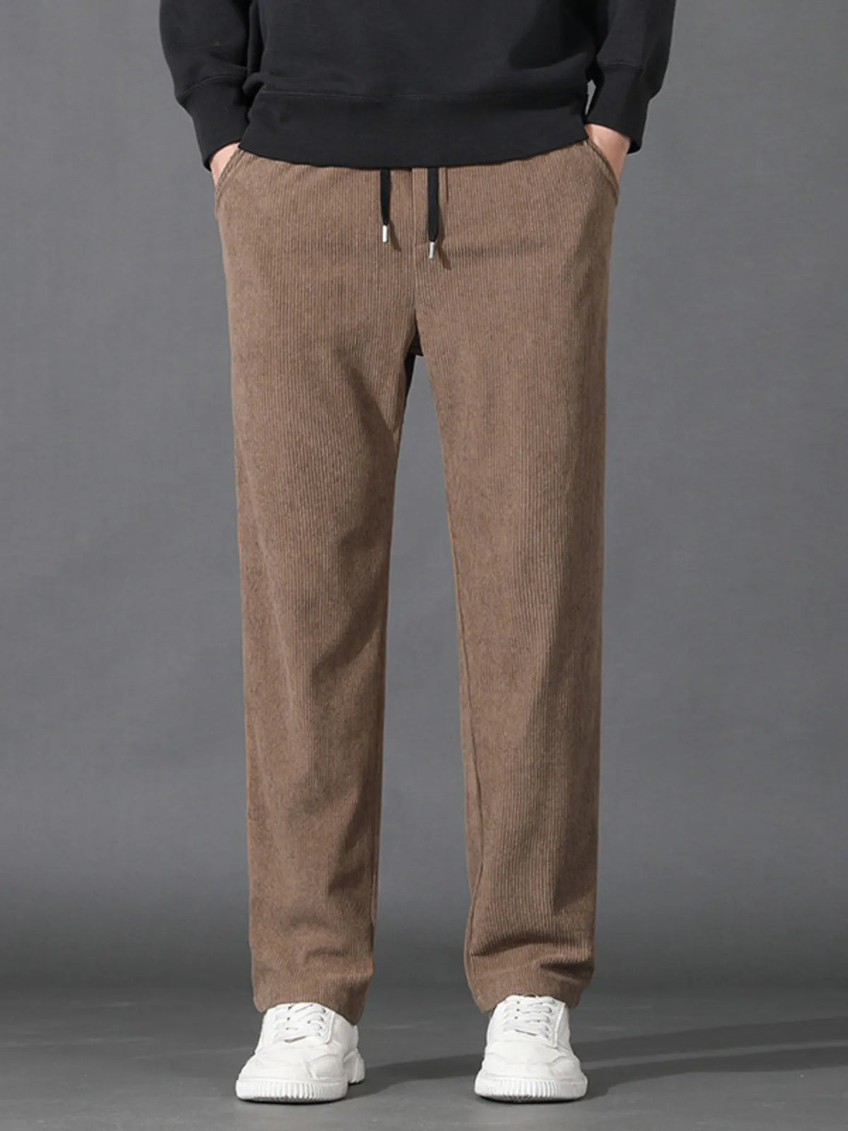 Men's Plus Size Drawstring Loose Fit Pants in Khaki