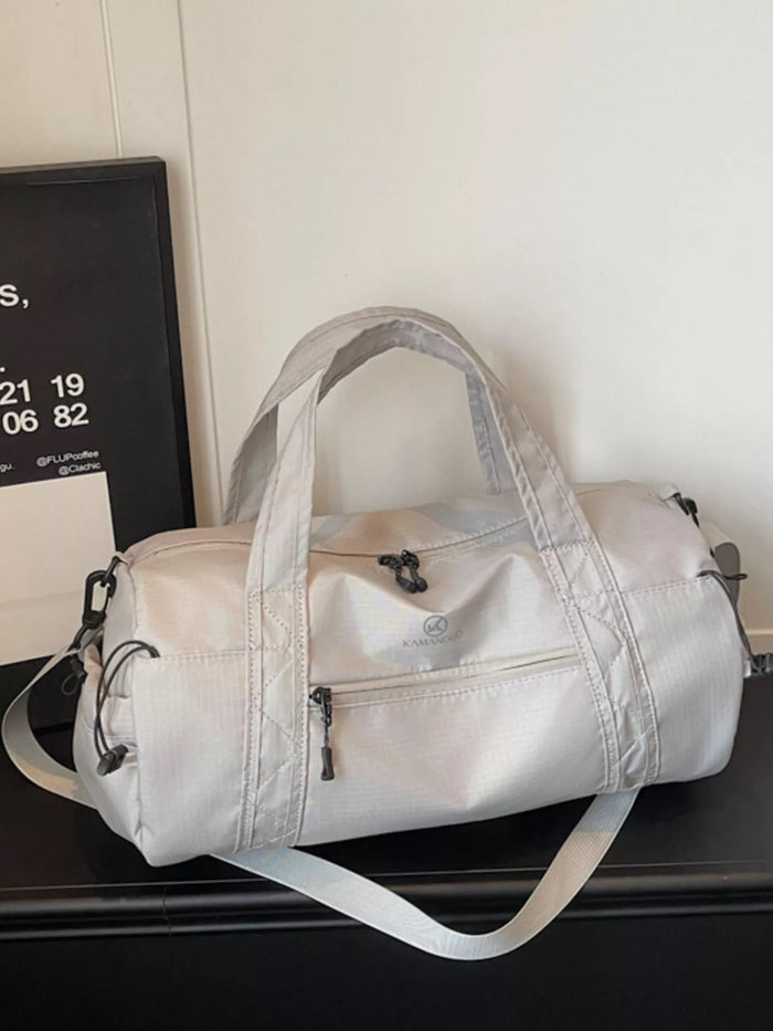 Lightweight Nylon Travel Bag in Light Gray