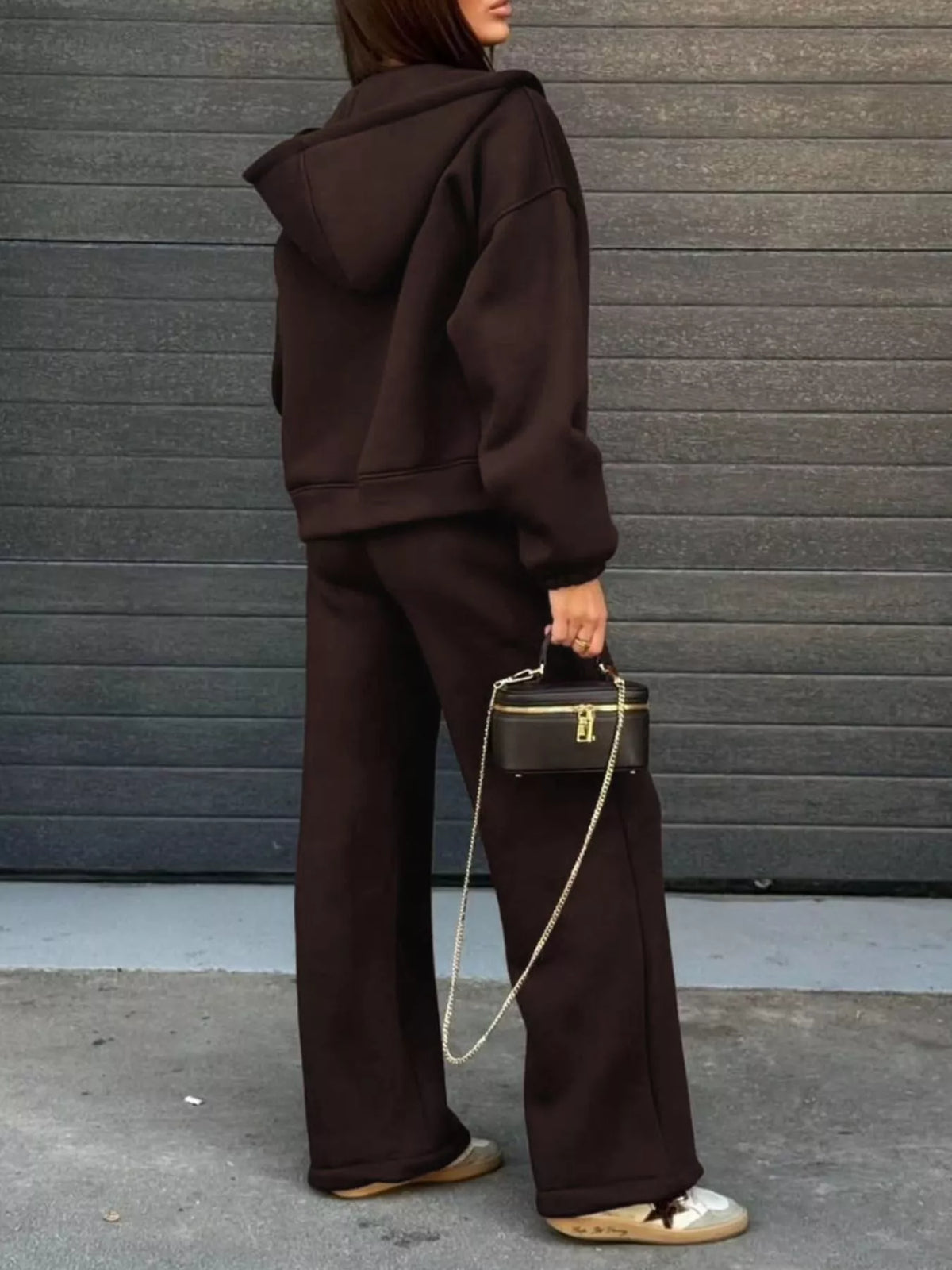 Zip-Up Hoodie and Wide-Leg Sweatpants Set