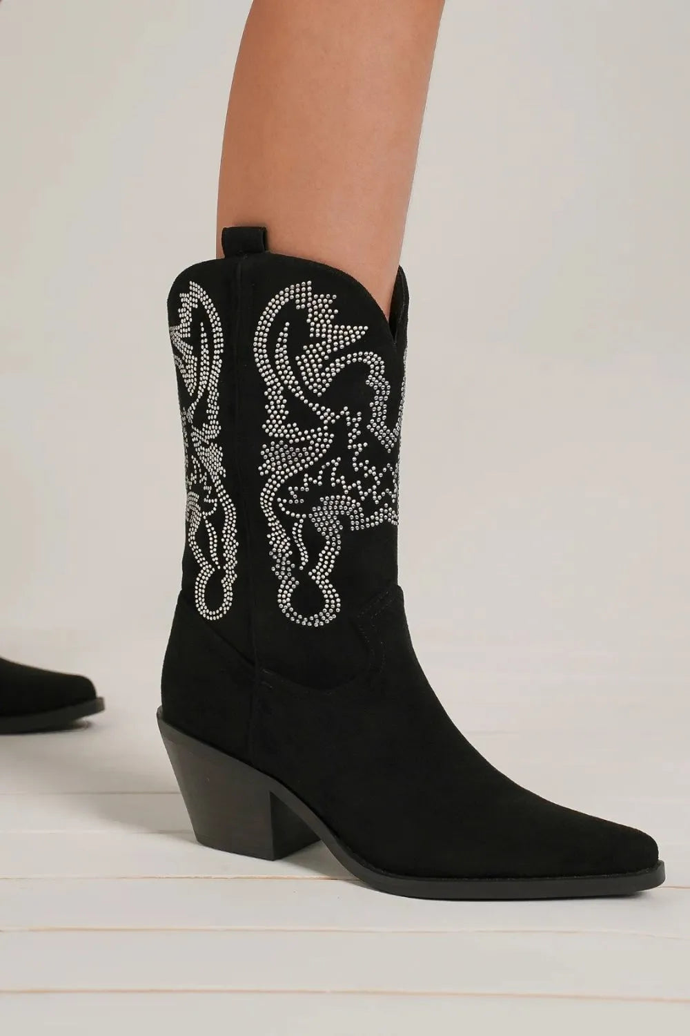Beast Fashion Rhinestone Detail Point Toe Boots - Lilixa.store