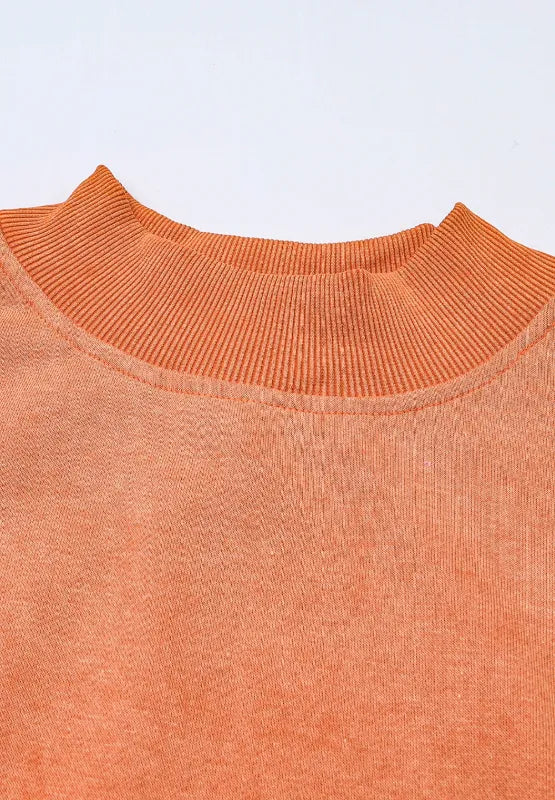 Mock Neck Dropped Shoulder Sweatshirt - Lilixa.store