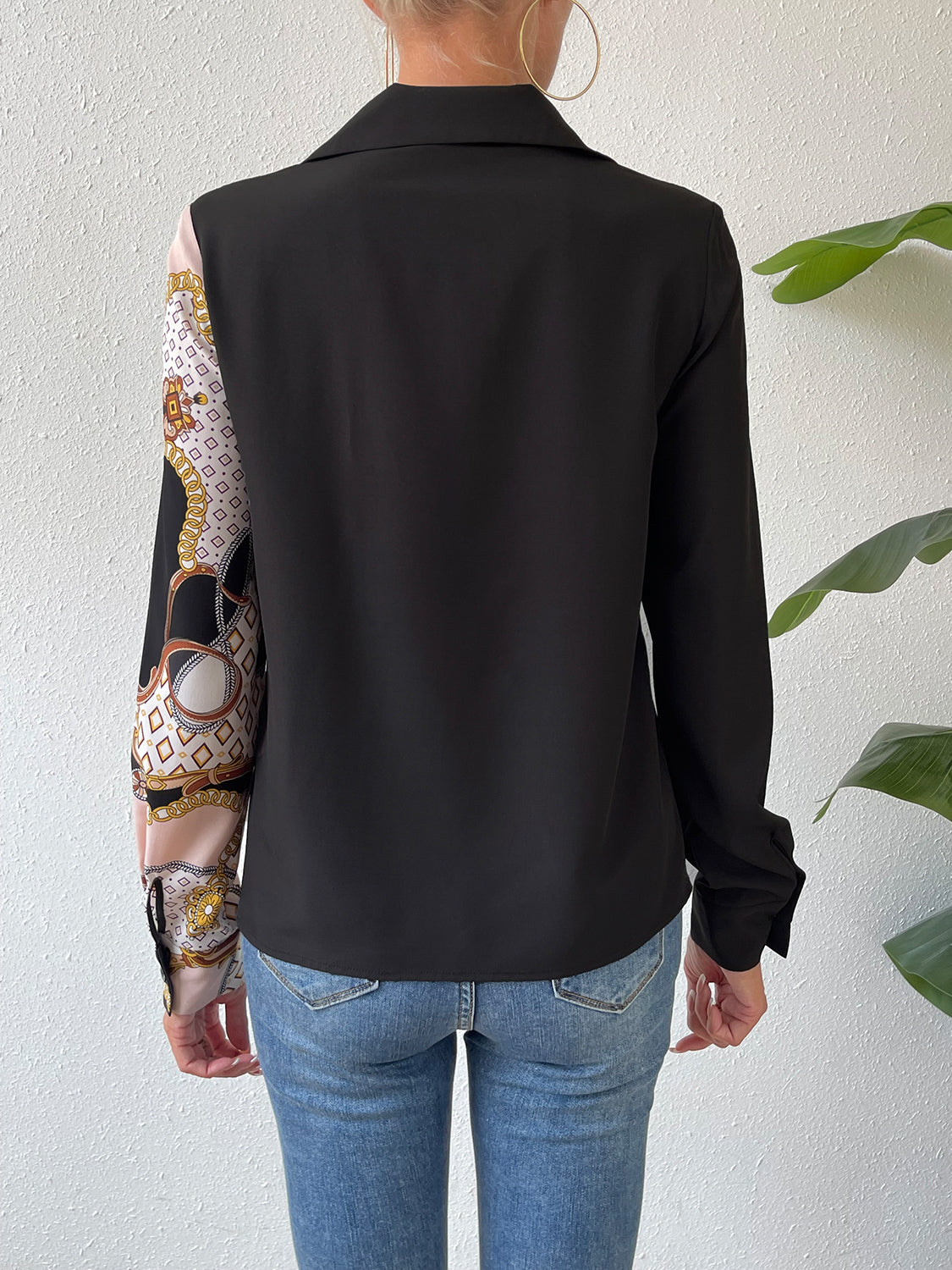 Twist Front Collared Blouse in Black, view 2