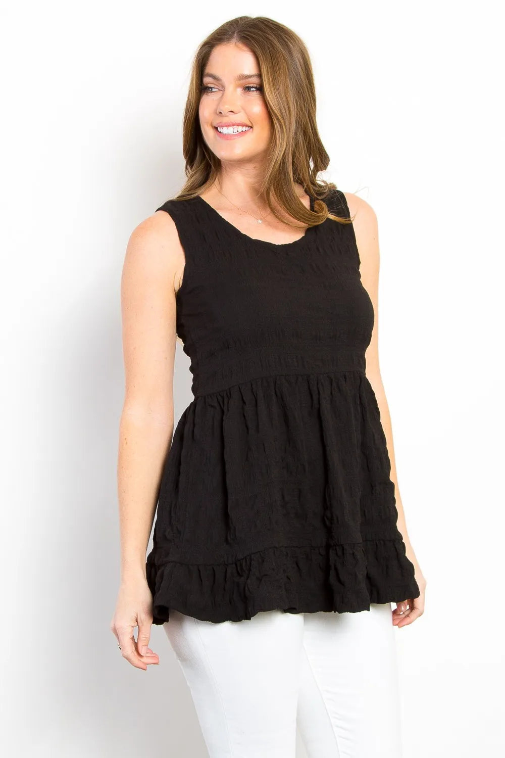 Be Stage Ruffled Sleeveless Babydoll Top - Lilixa.store