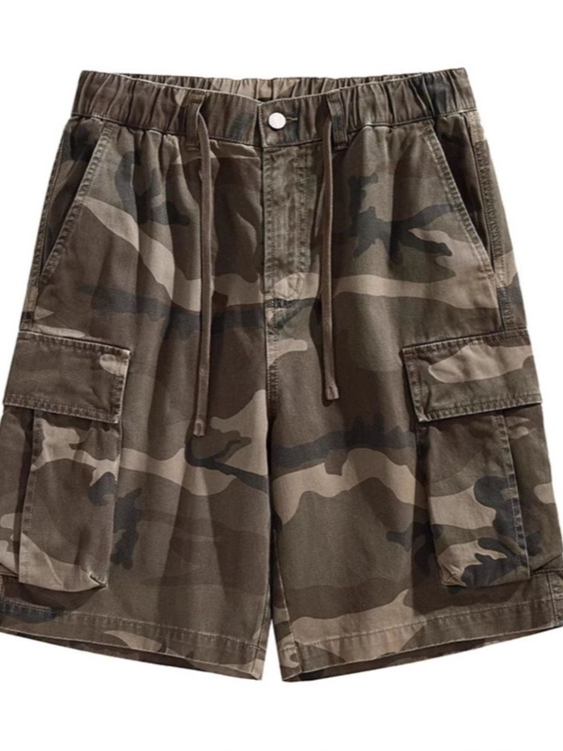 Men's Plus Size Relaxed Fit Camo Cargo Shorts in Tan