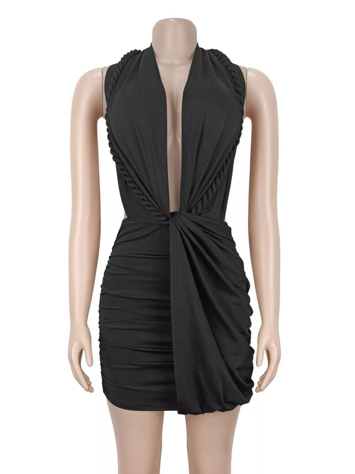 Ruched Halter Neck Bodycon Mini Dress