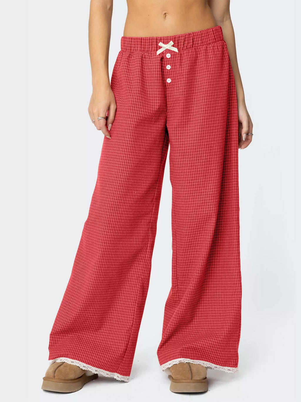 Plaid Wide-Leg Pants - Lilixa.store