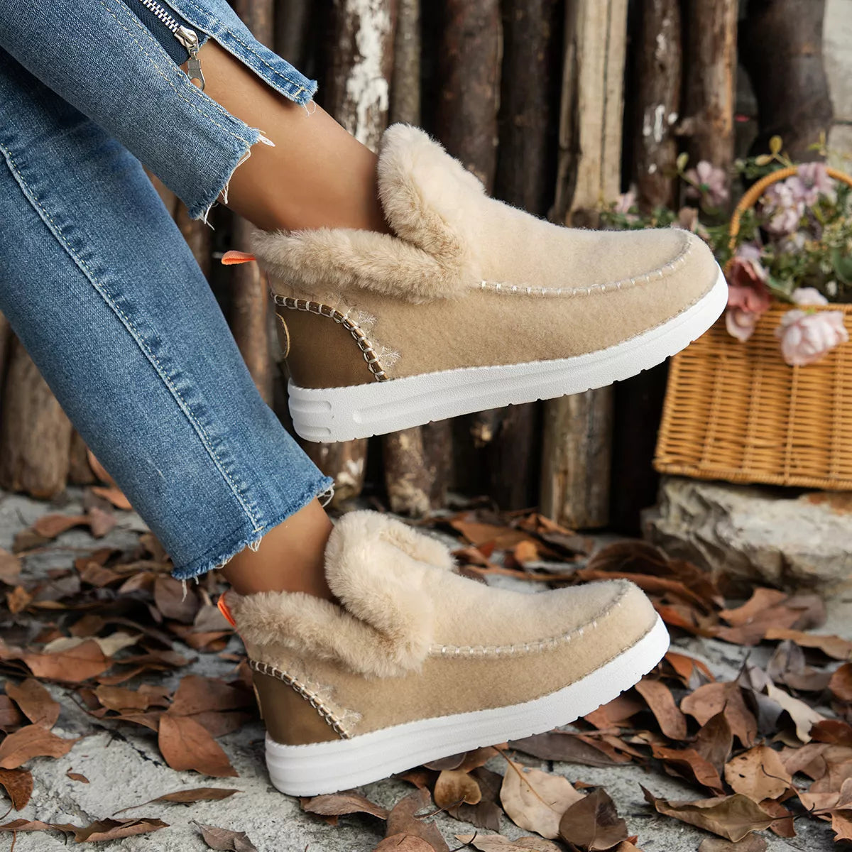 Round Toe Winter Ankle Boots - Lilixa.store