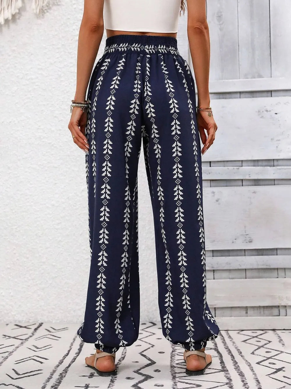 Tied Printed High Waist Pants - Lilixa.store