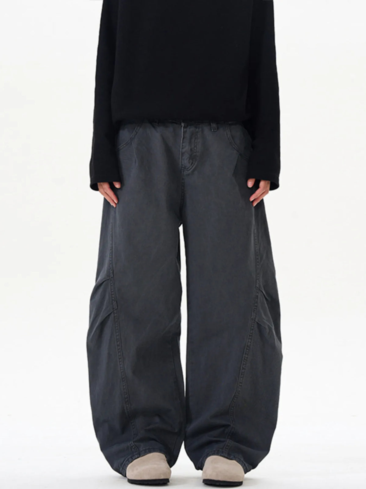Men's Loose Fit Cargo Pants in Grey