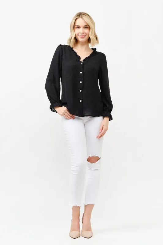 And The Why Polka Dot Ruffle Detailed Blouse Top - Lilixa.store
