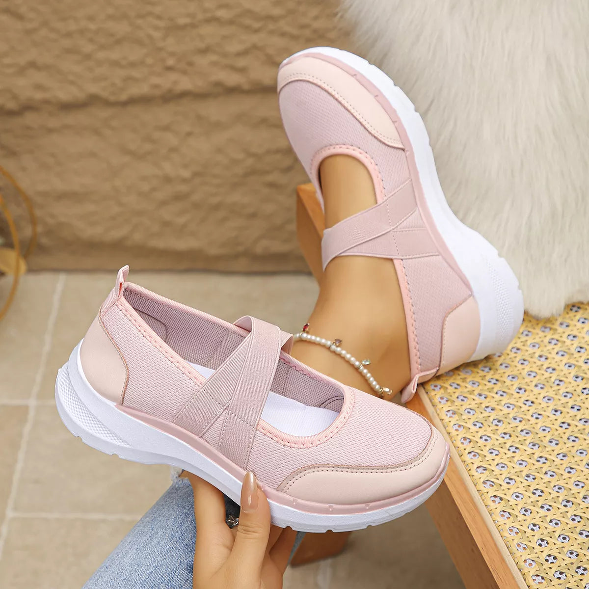 Comfortable Slip-Ons with Elastic Straps - Lilixa.store