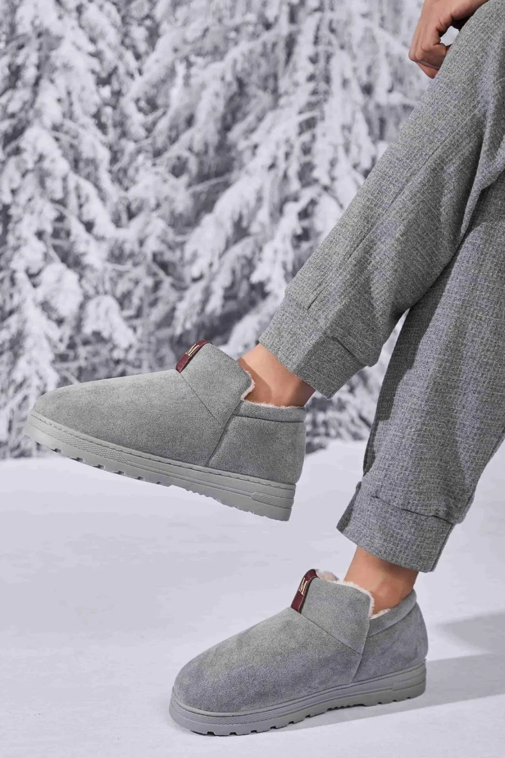 Letter M Suede Round Toe Slippers - Lilixa.store