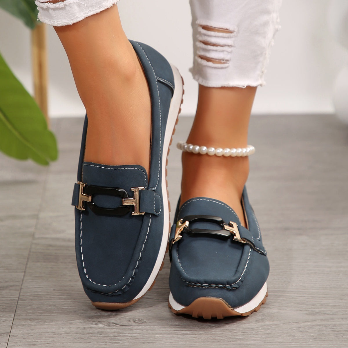 Buckle Decor Casual Slip-Ons, view 4