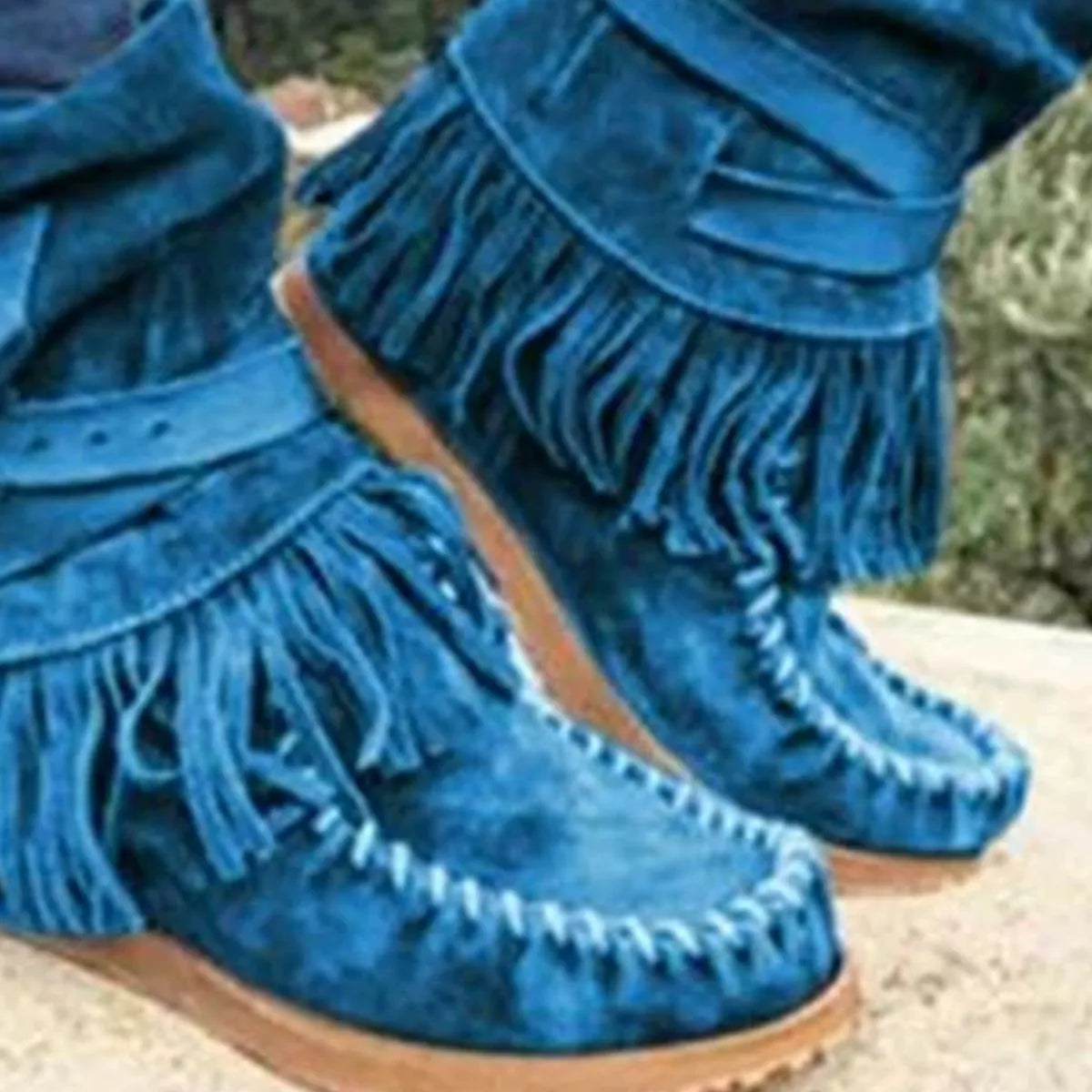 Round Toe Fringe Boots - Lilixa.store