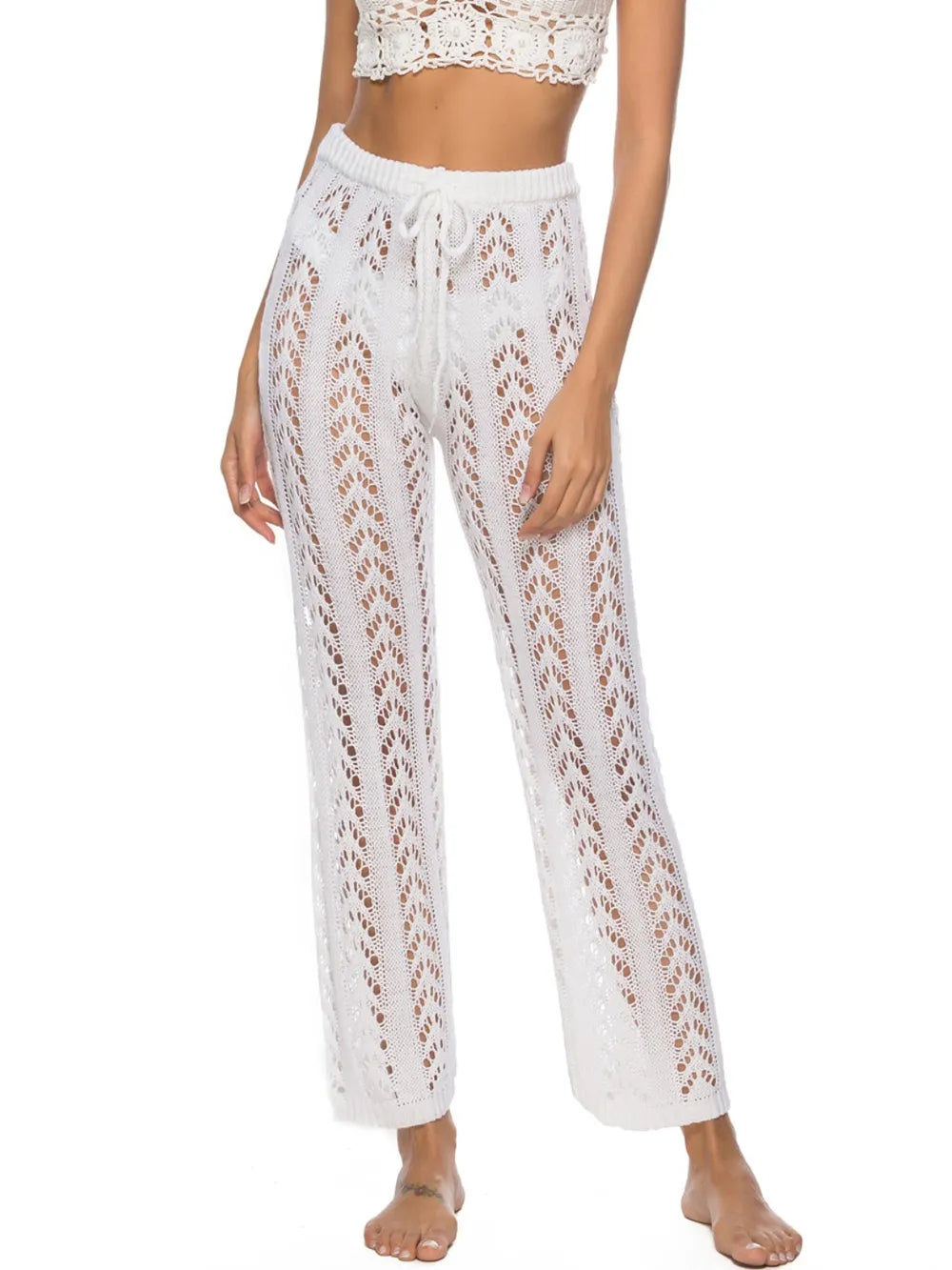 Cutout Drawstring High Waist Swim Pants - Lilixa.store
