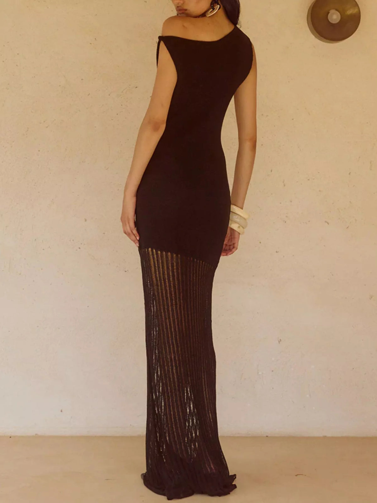 One-Shoulder Fringe Maxi Dress - Lilixa.store