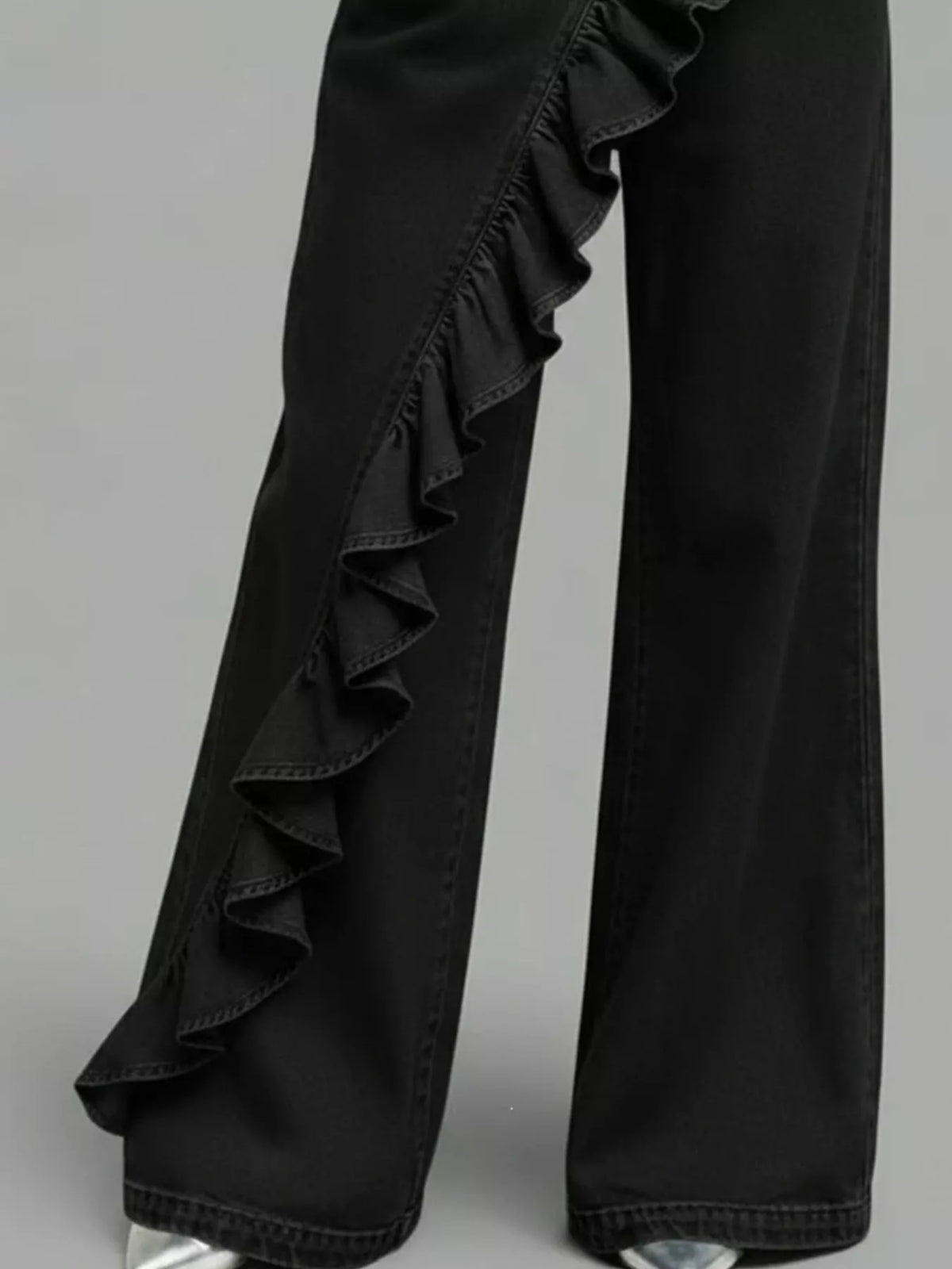 Full Size Ruffled Wide-Leg Jeans Plus Size
