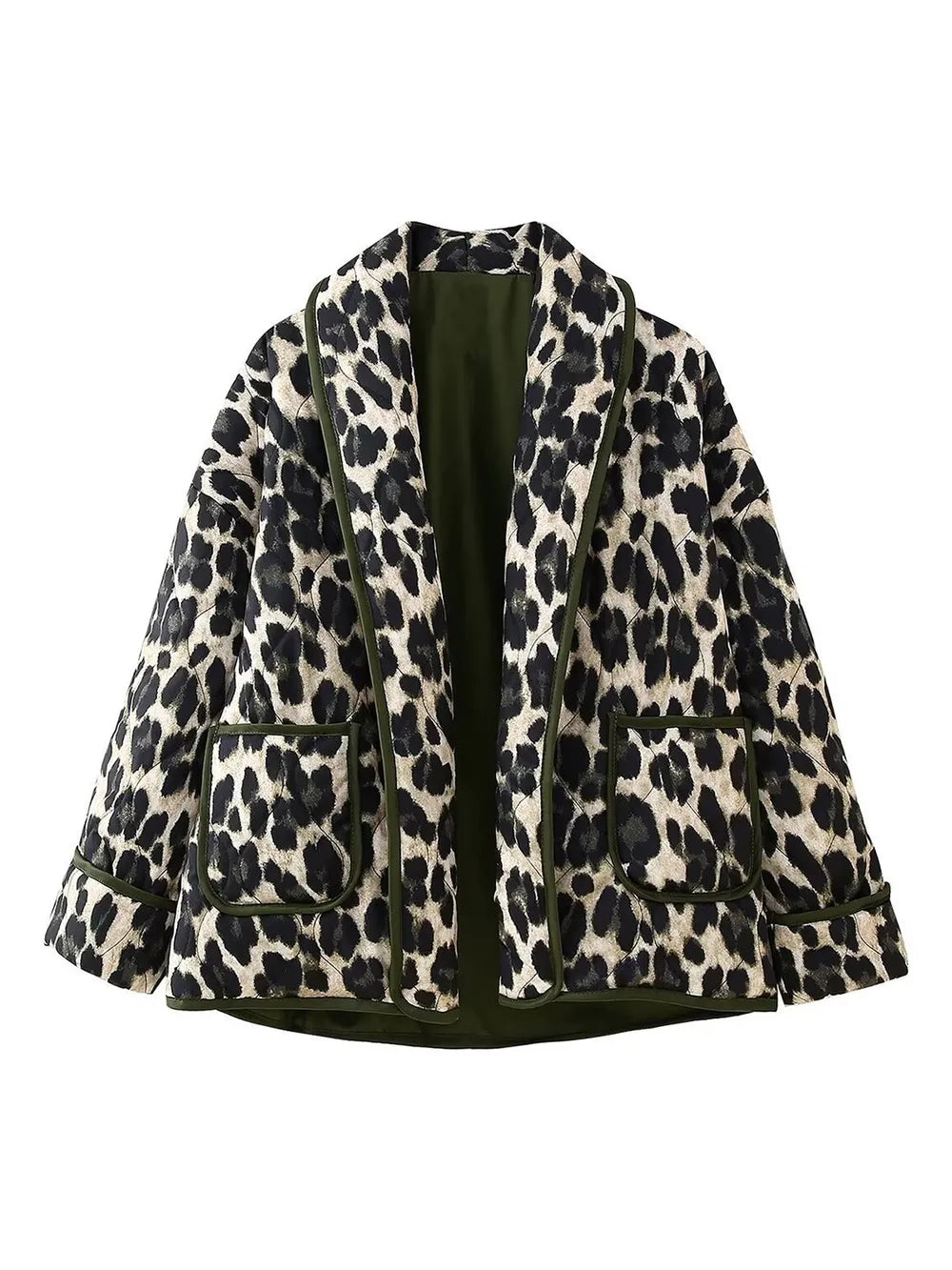 Leopard Open Front Long Sleeve Outerwear, view 6