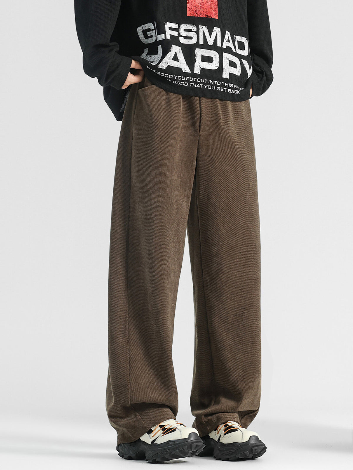 Men's Plus Size Loose Fit Pants in Dark Coffee