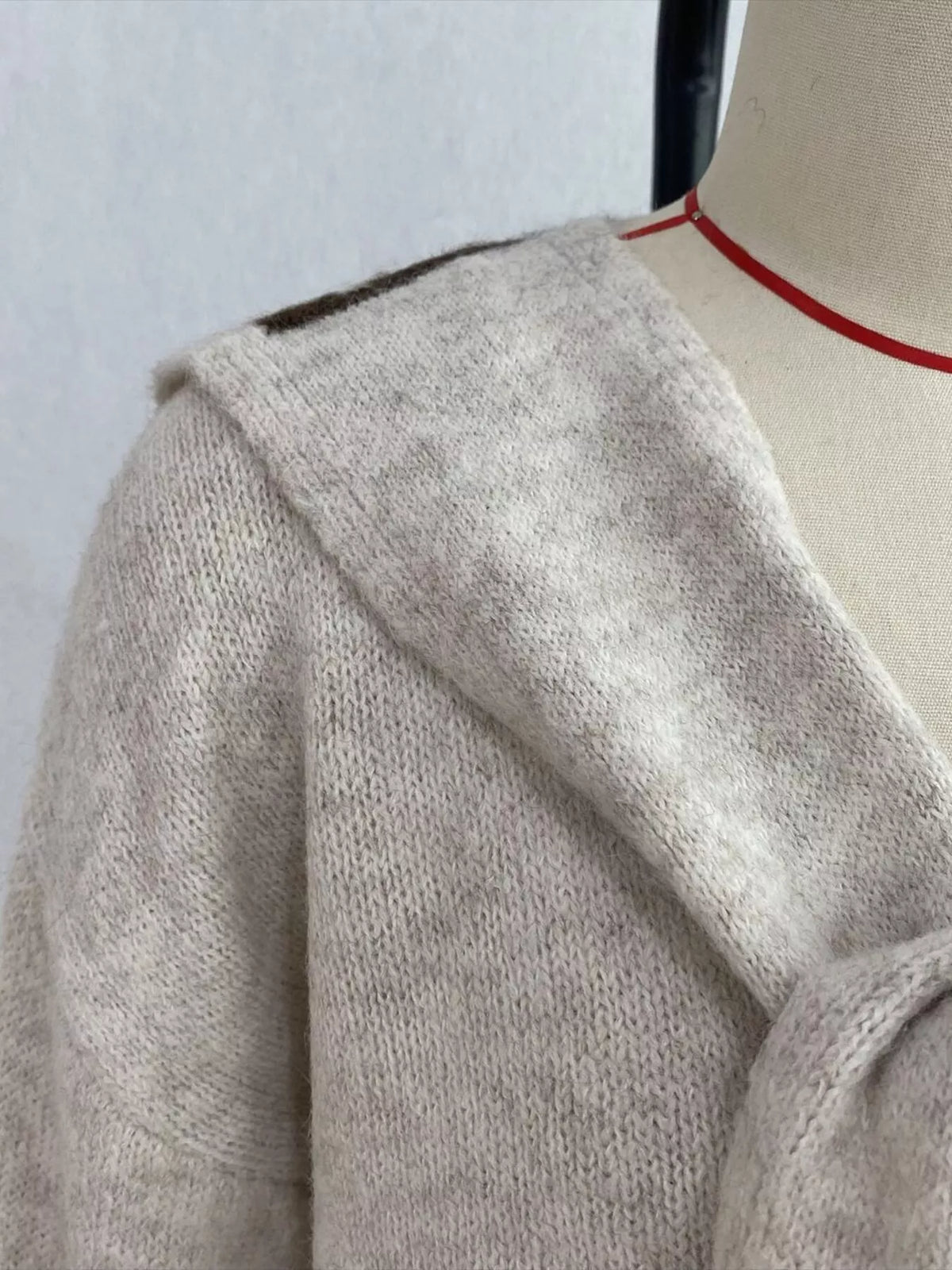 Scarf Detail Dropped Shoulder Sweater, view 7