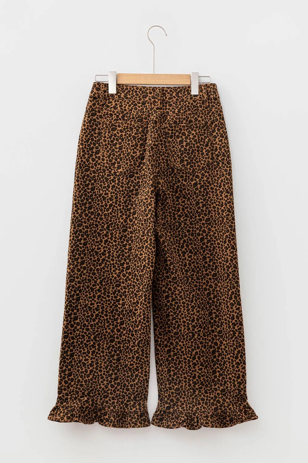 Leopard Print Ruffled Hem Shift Jeans - Lilixa.store